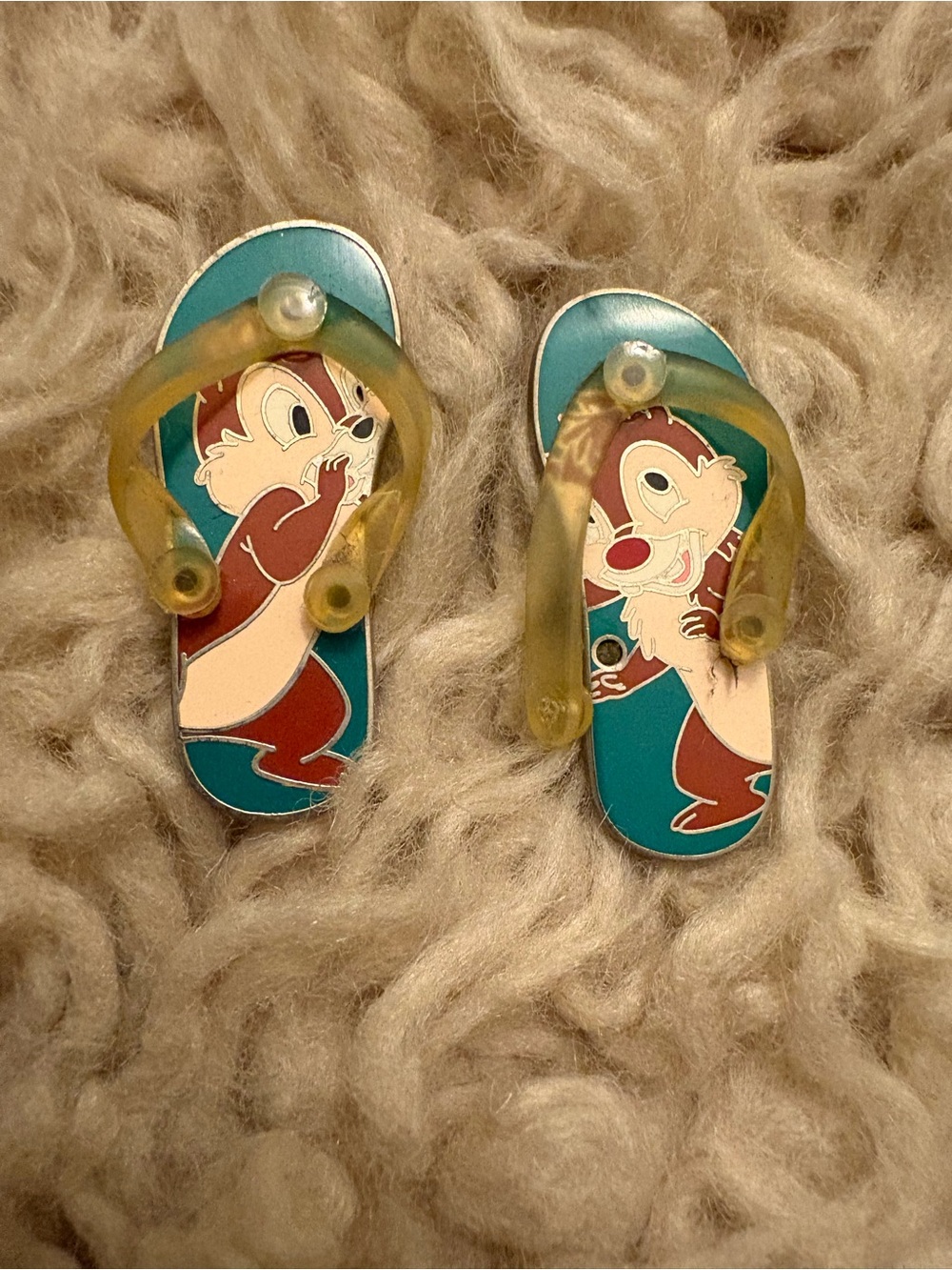 2009 Disney Trading Pin set featuring Chip and Dale on miniature flip-flops